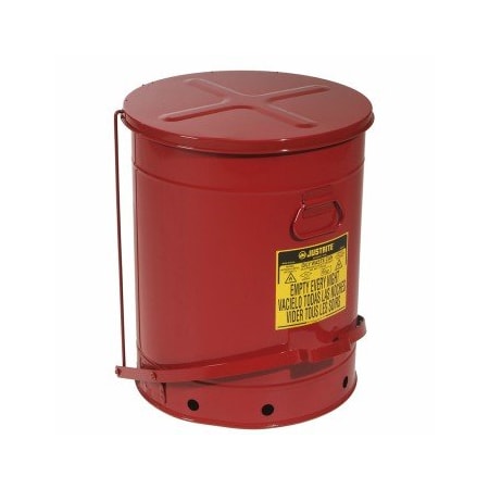 Justrite Steel Self-Closing Oily Waste Can ext. dia. 18.38" x 23.44" H CAN141